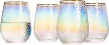 Load image into Gallery viewer, Set of 4 Lustered Iridescent Stemless Wine Glasses, 100% Glass 15oz - EK CHIC HOME