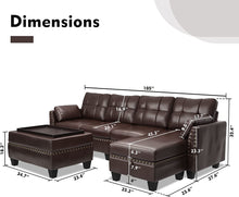 Load image into Gallery viewer, Convertible Sectional Sofa Couch Faux Leather L Shaped - EK CHIC HOME