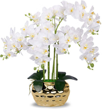 Load image into Gallery viewer, Artificial Orchid- Silk Plant in Gold Pot Arrangement - EK CHIC HOME