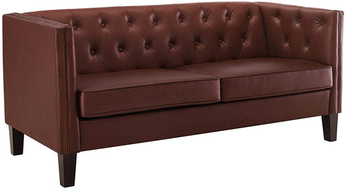 Velma Modern Chesterfield, Chestnut Sofa, Brown - EK CHIC HOME