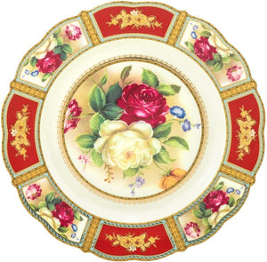 24-pc Tea Cake Set 'Britten' For 6, Bone China Porcelain (Red) - EK CHIC HOME