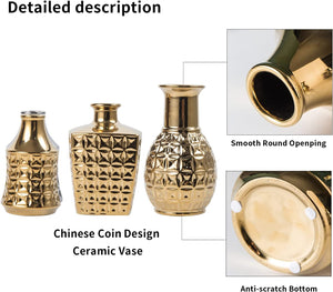 Ceramic Vase for Home Decor, Gift, Gold - EK CHIC HOME