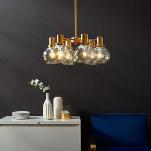 Resound Amber Glass and Brass Pendant Chandelier - EK CHIC HOME