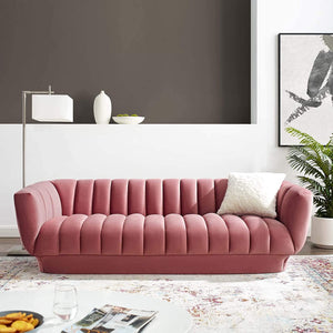 Vertical Channel Tufted Performance Velvet Sofa Couch in Green - EK CHIC HOME