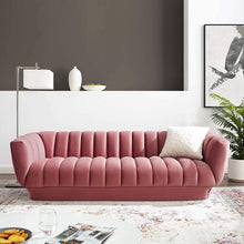 Load image into Gallery viewer, Vertical Channel Tufted Performance Velvet Sofa Couch in Dusty Rose - EK CHIC HOME