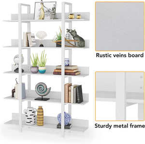 5 Tiers Bookcase, 5-Shelf Industrial Style Etagere Bookcases - EK CHIC HOME