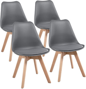Dining Chairs/Accent Chair Shell with Beech Wood Legs - EK CHIC HOME