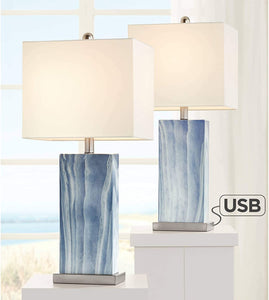 Modern Contemporary Table Lamps Set of 2 with USB Charging Port - EK CHIC HOME