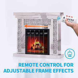 Mirrored Electronic Fireplace with Remote Controller - EK CHIC HOME