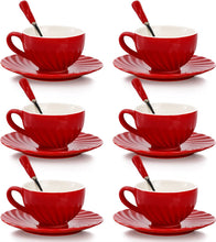 Load image into Gallery viewer, Set of 6 Cappuccino Cups and Saucers with Espresso Spoons - EK CHIC HOME