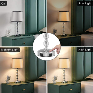 Touch Crystal Table Lamp for Bedroom with USB SET - EK CHIC HOME