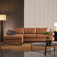 Load image into Gallery viewer, Leather Sofa 3-Seat L-Shape Sectional Sofa Couch Set w/Chaise (Beige) - EK CHIC HOME