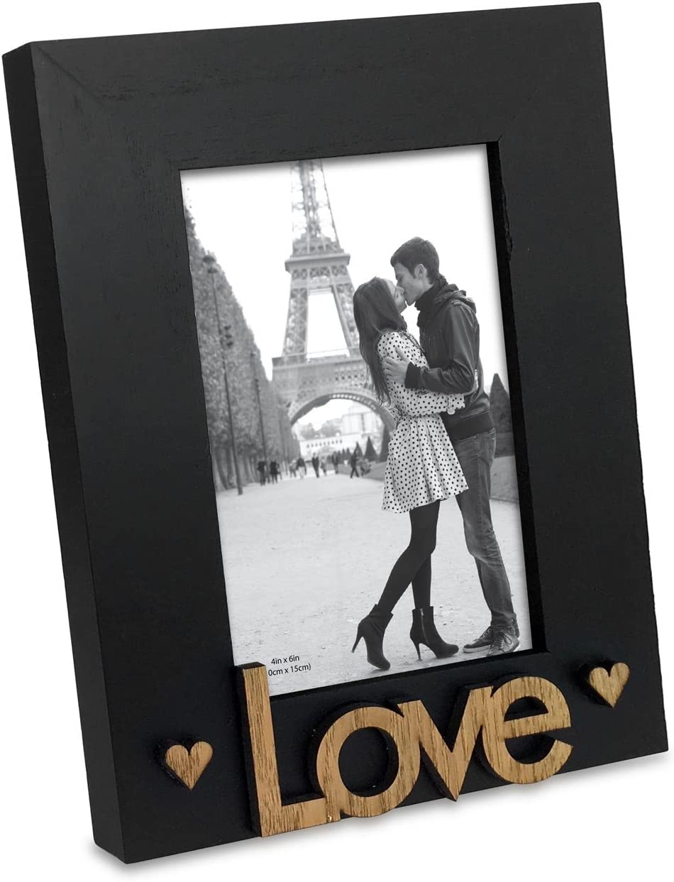 Black Wood Sentiments “Love” Picture Frame, 4x6 inch - EK CHIC HOME