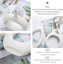 Load image into Gallery viewer, White Ceramic Hollow Vases Set of 2, Flower Vase for Decor - EK CHIC HOME