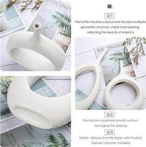White Ceramic Hollow Vases Set of 2, Flower Vase for Decor - EK CHIC HOME