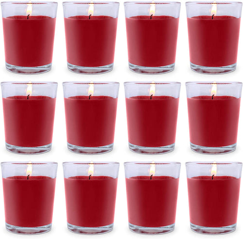 Set of 12 Red Votive Candles, Unscented Candles - EK CHIC HOME