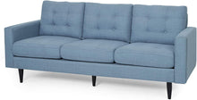 Load image into Gallery viewer, Contemporary Tufted Fabric 3 Seater Sofa, Blue and Dark Brown - EK CHIC HOME