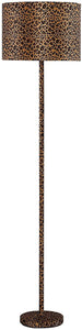 Fabric Wrapped Floor Lamp with Dotted Animal Print, Brown, Black - EK CHIC HOME