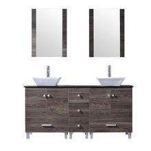 Load image into Gallery viewer, 60&quot; Double Wood Bathroom Vanity Cabinet and Ceramic Vessel Sink w/Mirror Combo Faucet - EK CHIC HOME