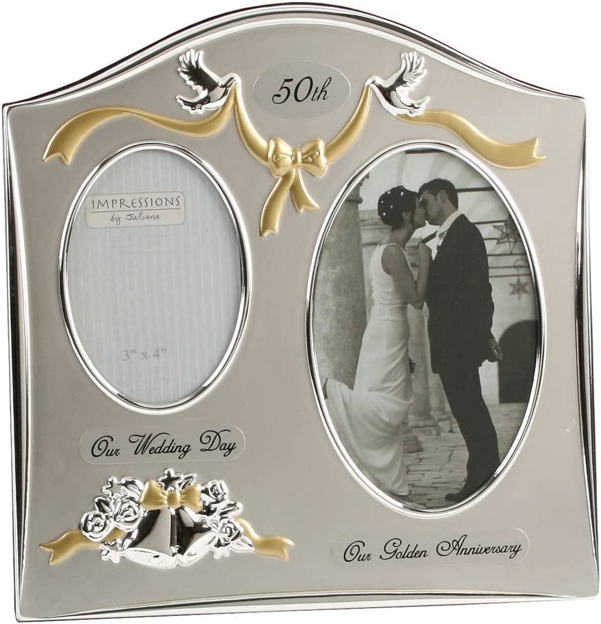 Two Tone Silver Plated Wedding Anniversary Photo Frame - EK CHIC HOME