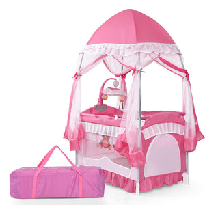 4 in 1 Pack and Play with Extended Canopy, Portable - EK CHIC HOME