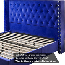 Load image into Gallery viewer, King Bed Frame Low Profile Platform Bed Upholstered Velvet Tufted - EK CHIC HOME