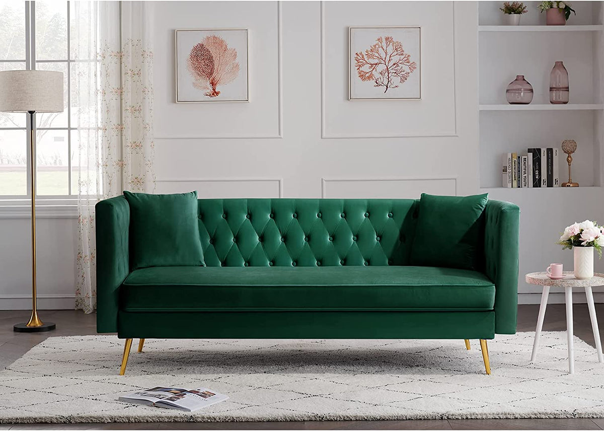 Chesterfield Sofa Couch, Mid Century Modern Button Tufted Velvet Sofa