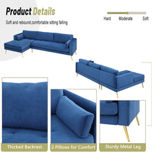 Load image into Gallery viewer, Sectional Sofa with 2 Pillows, L-Shape Upholstered - EK CHIC HOME