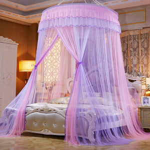 Princess Elegant Lace Round Sheer Mesh Bed Curtains - EK CHIC HOME