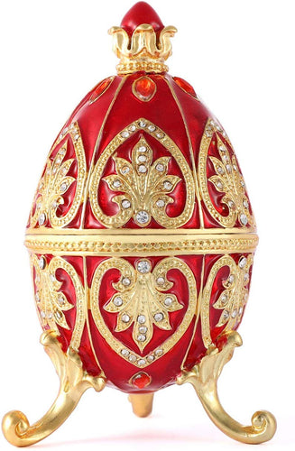 Hand Painted Faberge Egg Style Enamel Hinged Jewelry Trinket Box - EK CHIC HOME