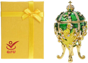 Faberge Egg Series Hand Painted Jewelry Trinket Box Enamel and Sparkling Rhinestones - EK CHIC HOME