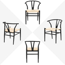 Load image into Gallery viewer, Set of 2 Weave Arm Chair Mid-Century Metal Dining Chair Y-Shaped - EK CHIC HOME