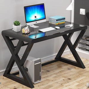 Glass Top Metal Frame, 55.1" Home Office Desks & Workstations - EK CHIC HOME