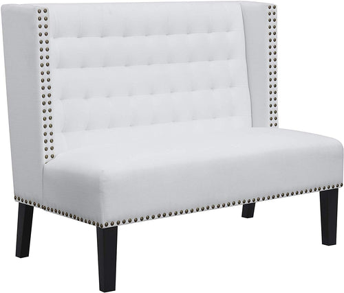 Sarah Tufted Wingback Nailhead Trim Loveseat Bench Settee, 32