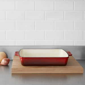 Commercial Enameled Cast Iron 13-Inch Roasting/Lasagna Pan, Red - EK CHIC HOME