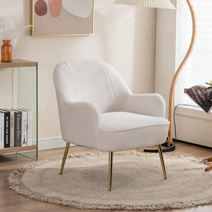 Velvet Accent Chair, Comfy Tufted Upholstered Armchair with Petal Back - EK CHIC HOME