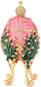 Hand Painted Enameled Faberge Egg Style Decorative Hinged Jewelry Trinket Box - EK CHIC HOME