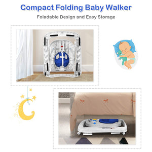 Baby Walker, 2 in 1 Foldable Activity Behind Walker with Adjustable Height - EK CHIC HOME