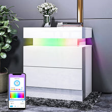 Load image into Gallery viewer, LED Nightstand, High Gloss Bedside Tables with Smart LED Strip Light - EK CHIC HOME