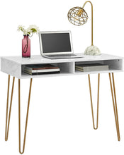 Load image into Gallery viewer, Hairpin Computer Storage, Black Marble Desk - EK CHIC HOME