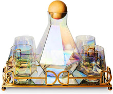 Load image into Gallery viewer, Diamond Iridescent Glass Diamond Decanter and Glasses Set, - EK CHIC HOME
