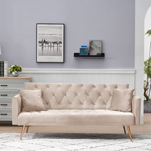 Load image into Gallery viewer, Velvet Futon Sofa Bed with 2 Pillows, Convertible Sleeper - EK CHIC HOME