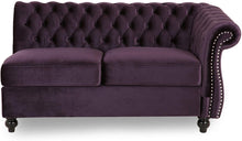 Load image into Gallery viewer, 6 Seater Velvet Tufted Chesterfield Sectional BlackBerry - EK CHIC HOME
