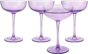 Colored Coupe Glass | 7oz | Set of 4 | Champagne & Cocktail Glasses - EK CHIC HOME