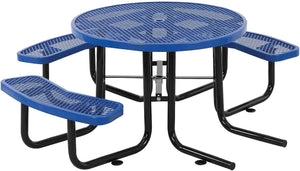 46" ADA Round Picnic Table, Surface Mount, Blue - EK CHIC HOME