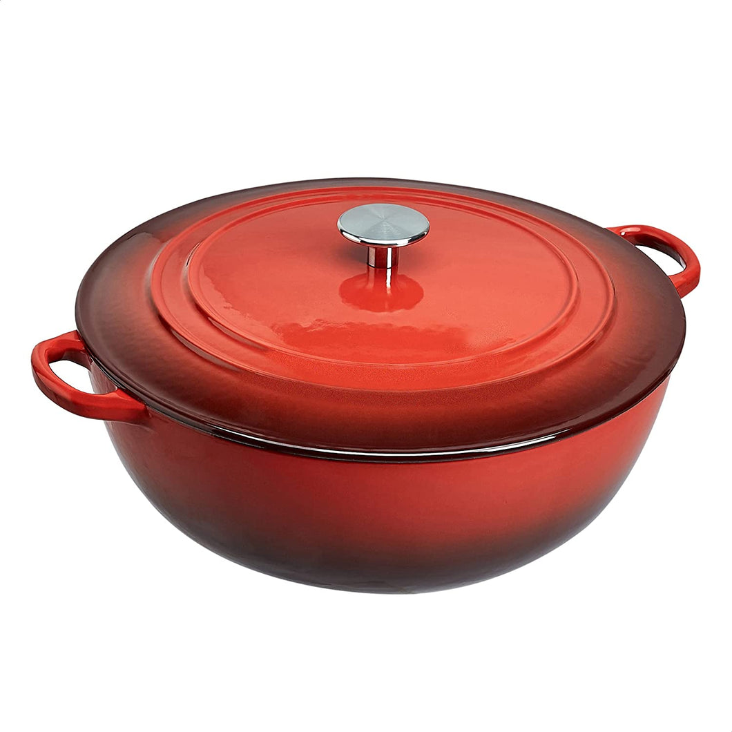 Commercial Enameled Cast Iron Covered Braiser, 7.5-Quart, Red - EK CHIC HOME