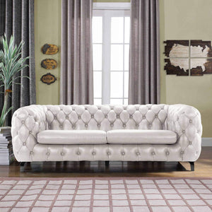 Leather Chesterfield Sofa Couch w/Tufted Arms Modern - EK CHIC HOME