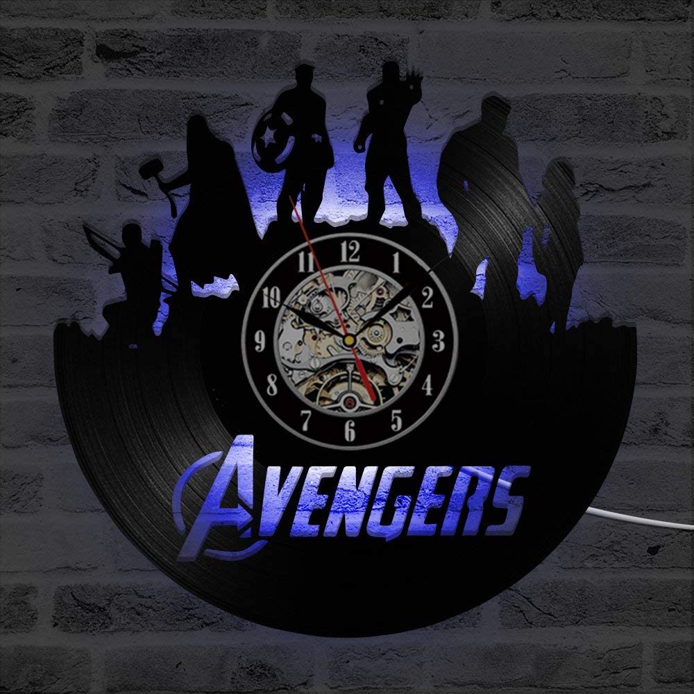 Vinyl 3D Amazing Avenger Superhero Led Wall Clock