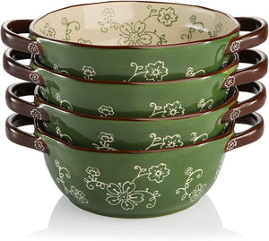 4 Pack Ceramic Soup Bowls, 22 Ounces Porcelain Serving Bowl Set - EK CHIC HOME