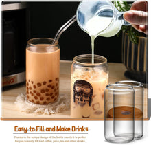 Load image into Gallery viewer, Glass Cups with Lids and Straws 4pcs Set-16oz - EK CHIC HOME